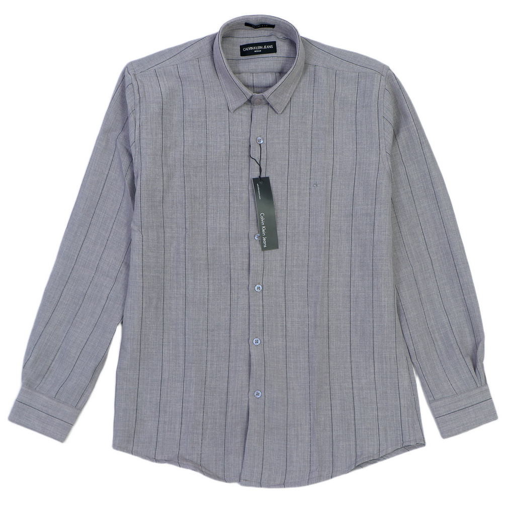 CALVIN KLEIN Ethereal Ashen Tailored Fit Long Sleeve Button-Up Shirt