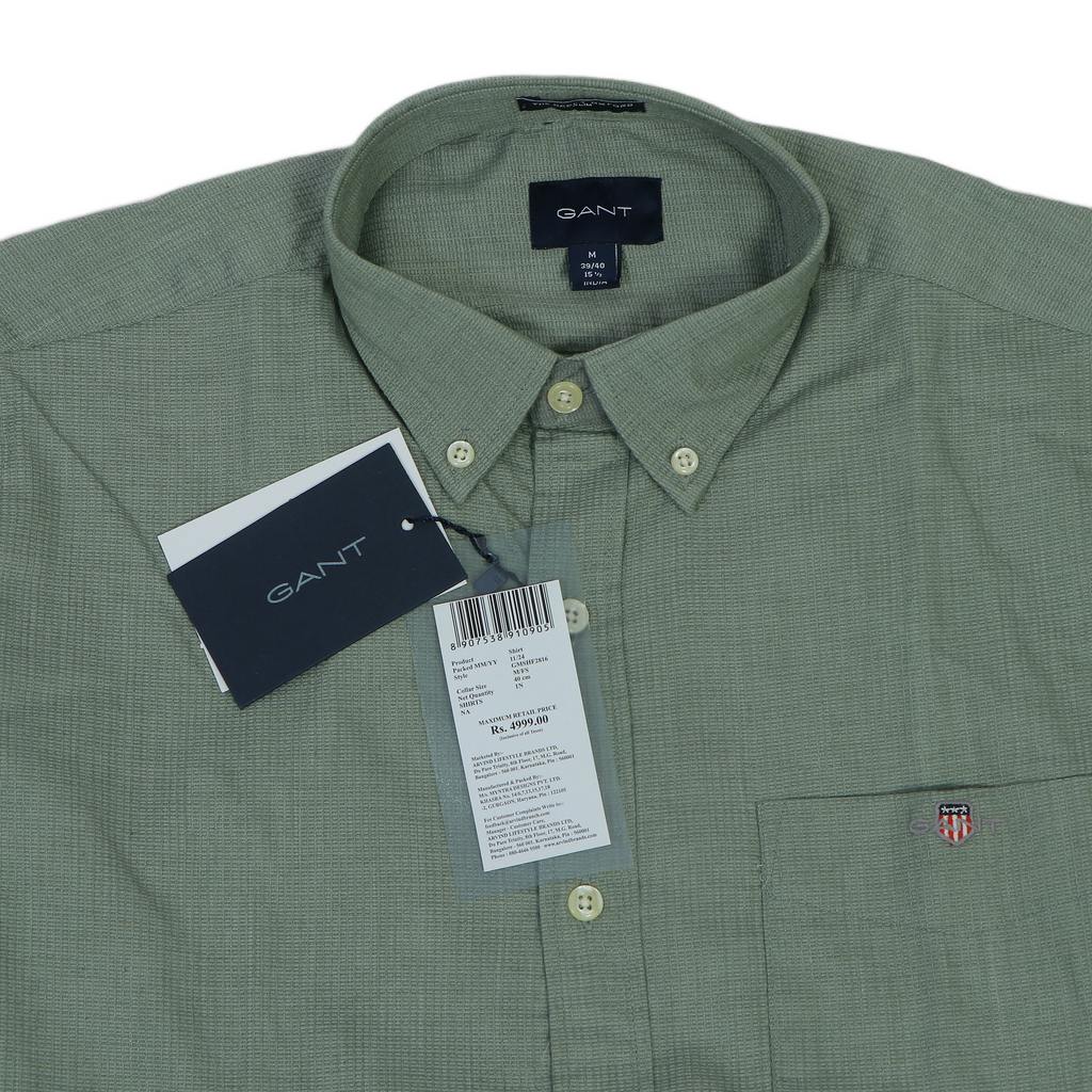 GANT Opulent Sage Tailored Fit Long Sleeve Button-Up Shirt