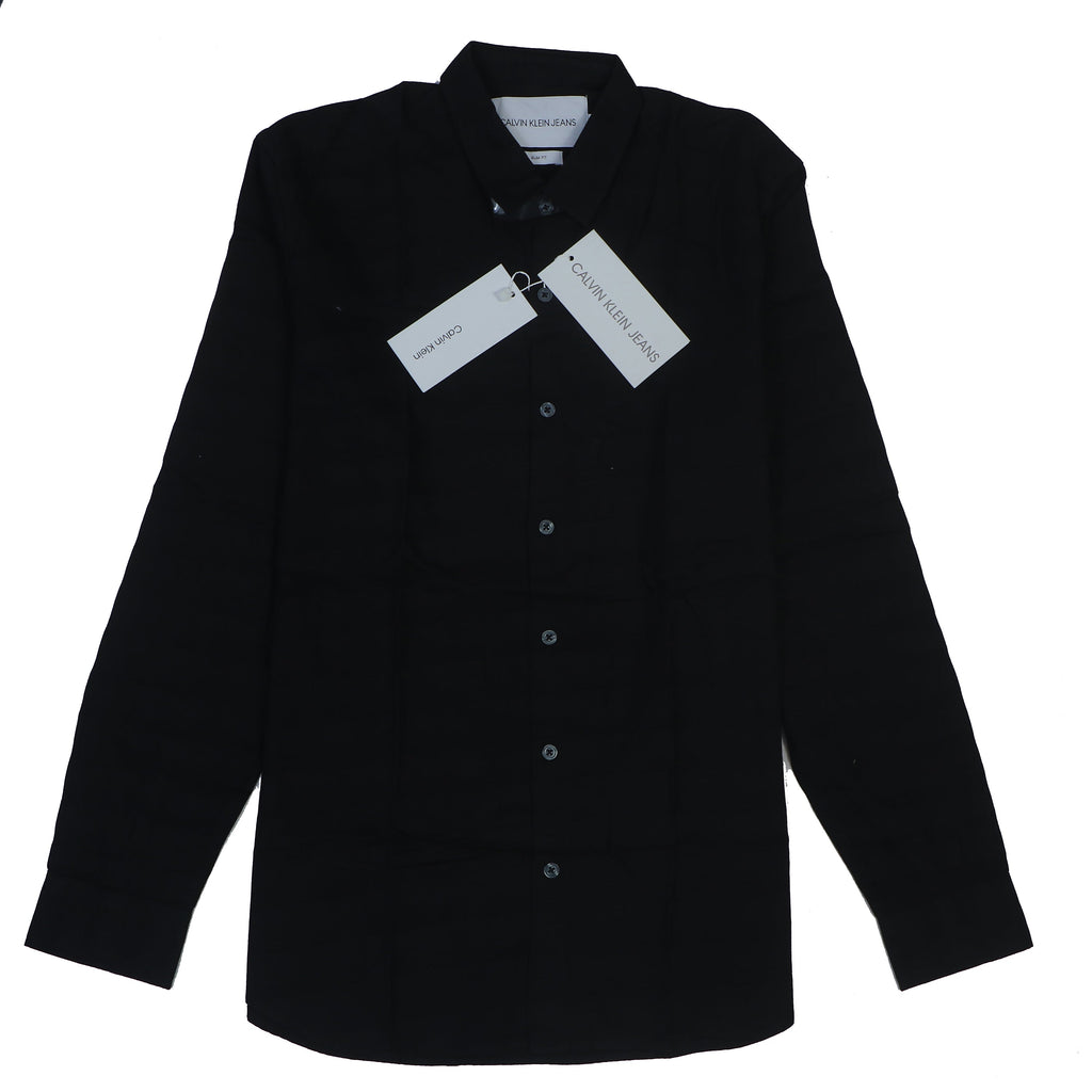 CALVIN KLEIN JEANS Onyx Luxe Slim Fit Long Sleeve Button-Up Shirt