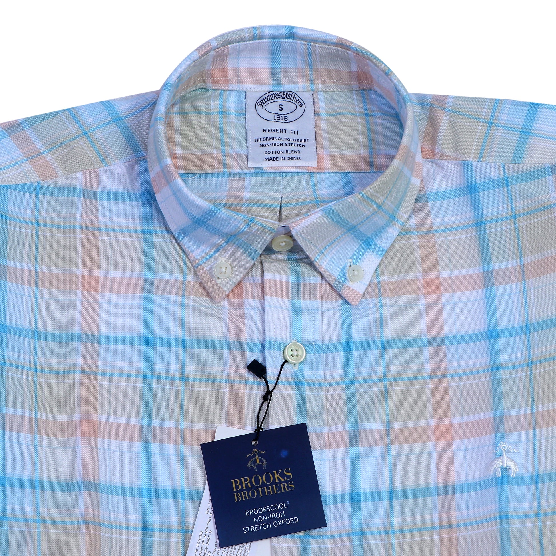 BROOKS BROTHERS Tranquil Breeze Tailored Fit Long Sleeve Cotton Blend Oxford Shirt