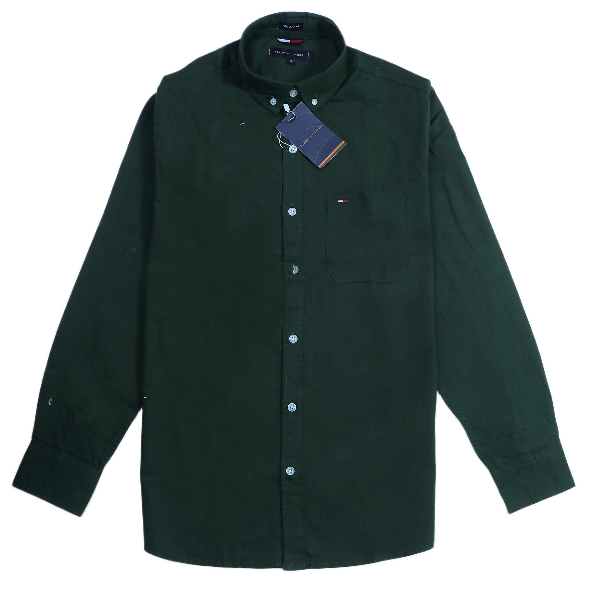 TOMMY HILFIGER Mystic Teal Tailored Fit Long Sleeve Cotton Shirt