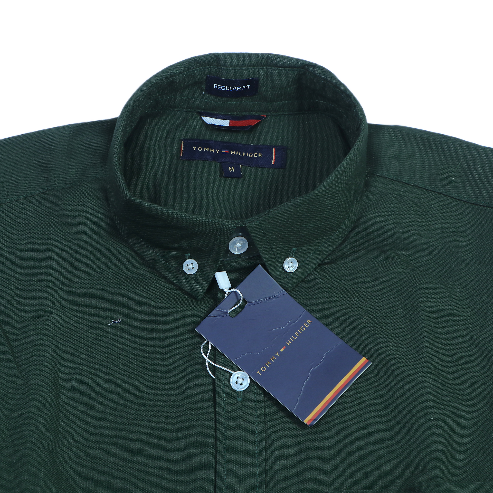 TOMMY HILFIGER Mystic Teal Tailored Fit Long Sleeve Cotton Shirt