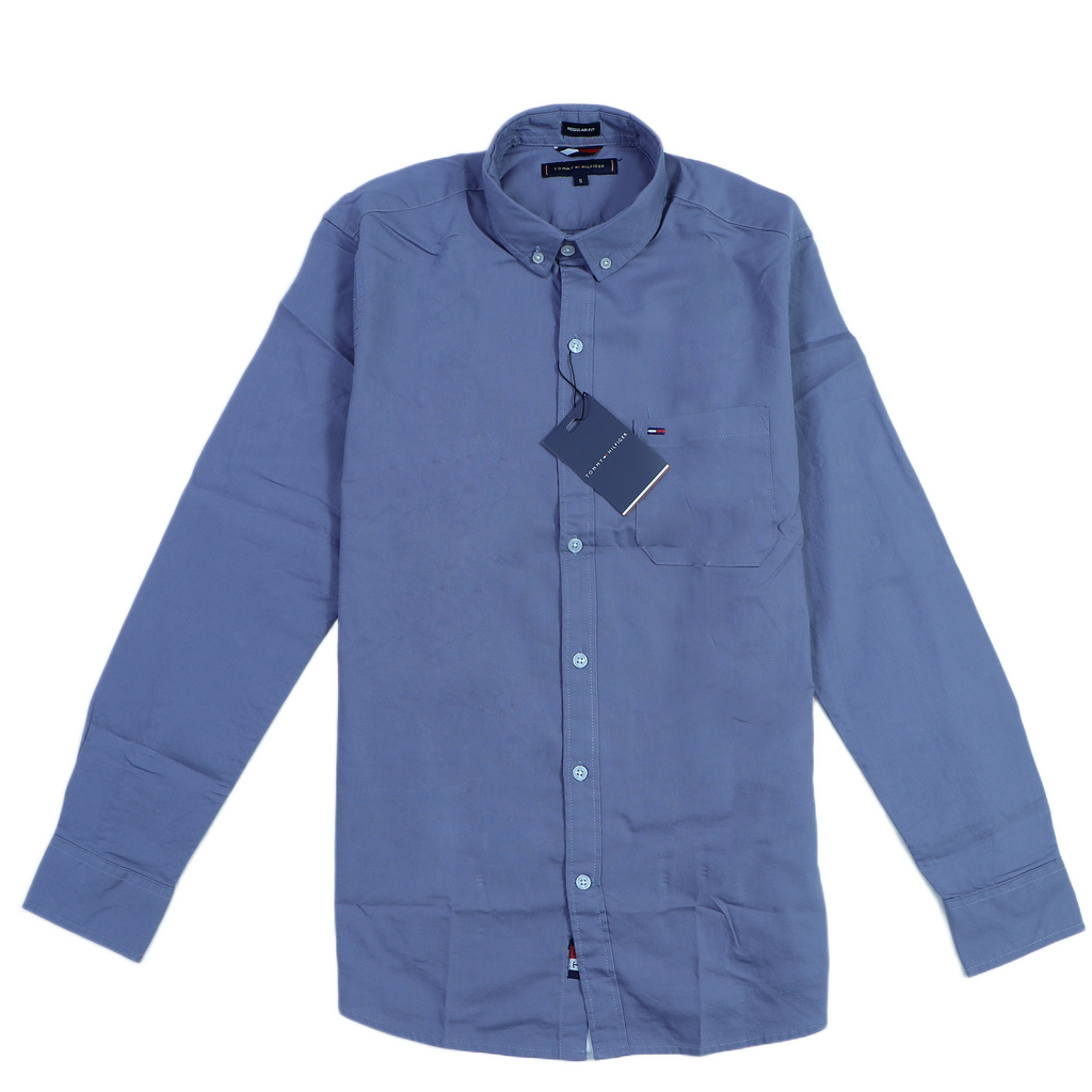 TOMMY HILFIGER Enchanted Azure Tailored Fit Long Sleeve Button-Up Shirt