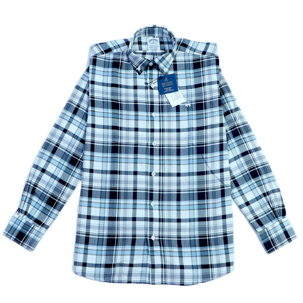 BROOKS BROTHERS Oceanic Slate Tailored Fit Long Sleeve Stretch Oxford Shirt