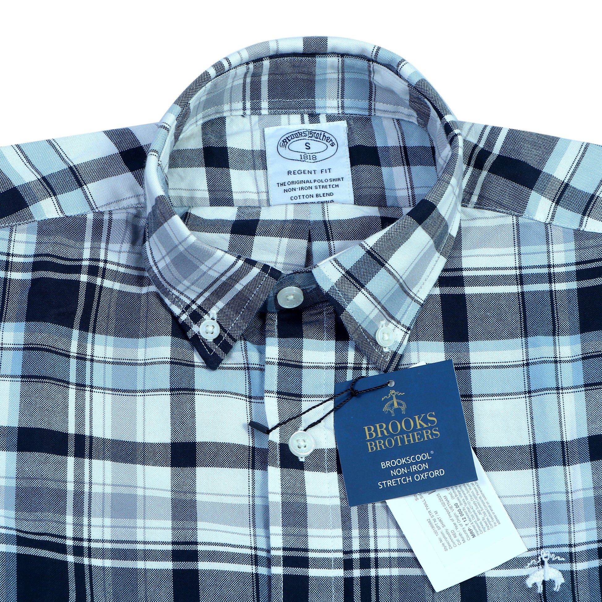 BROOKS BROTHERS Oceanic Slate Tailored Fit Long Sleeve Stretch Oxford Shirt