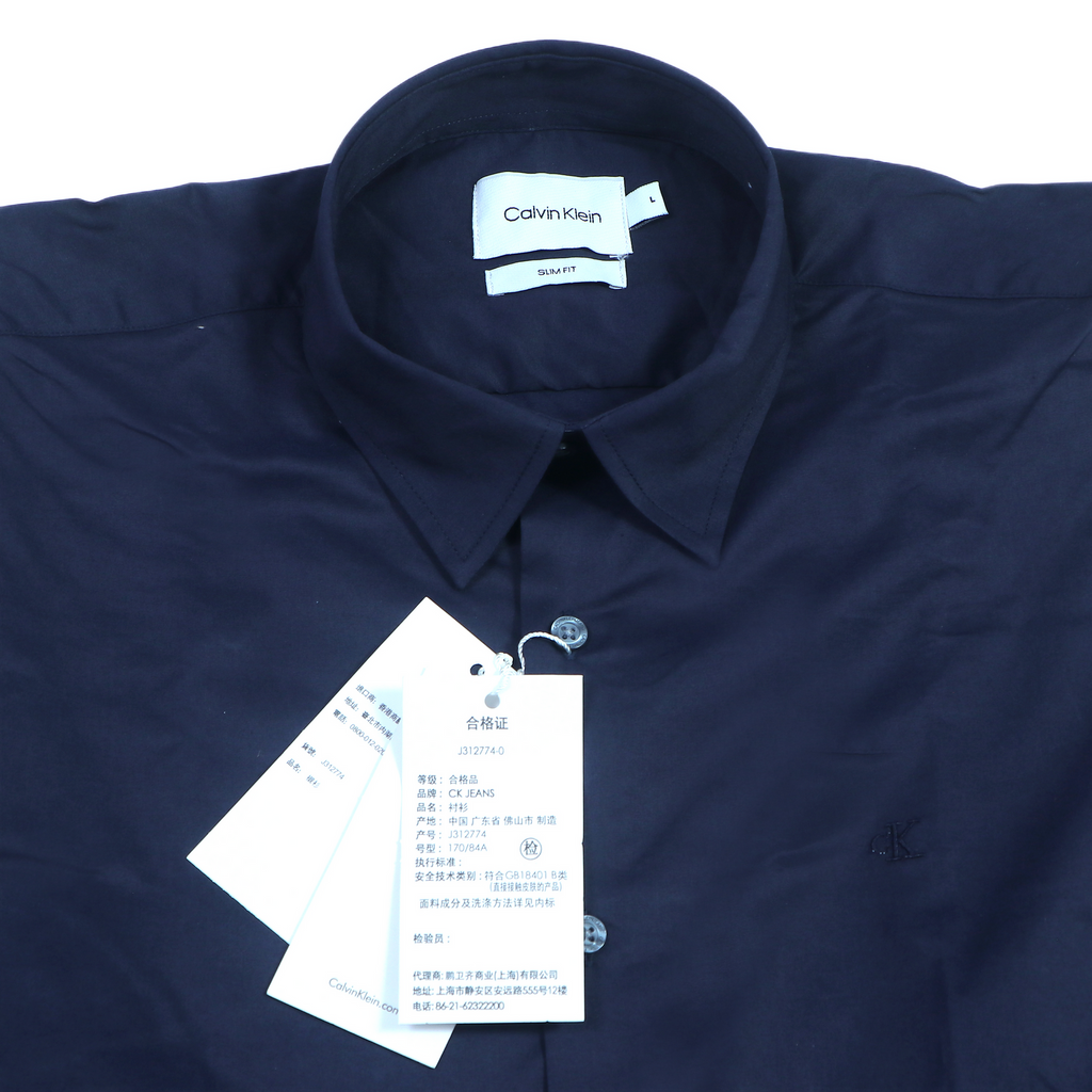 CALVIN KLEIN Radiant Onyx Tailored Fit Long Sleeve Button-Up Shirt