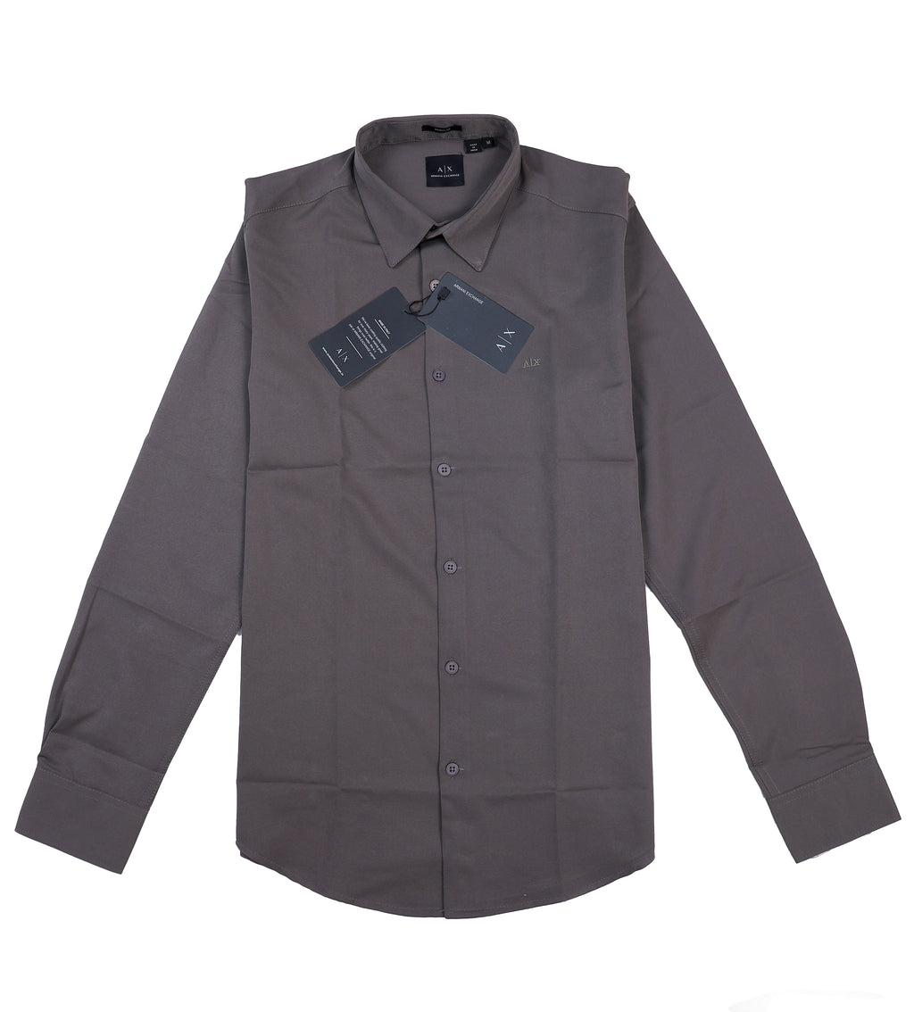 A|X Modern Fit Button-Up Shirt in Slate Grey