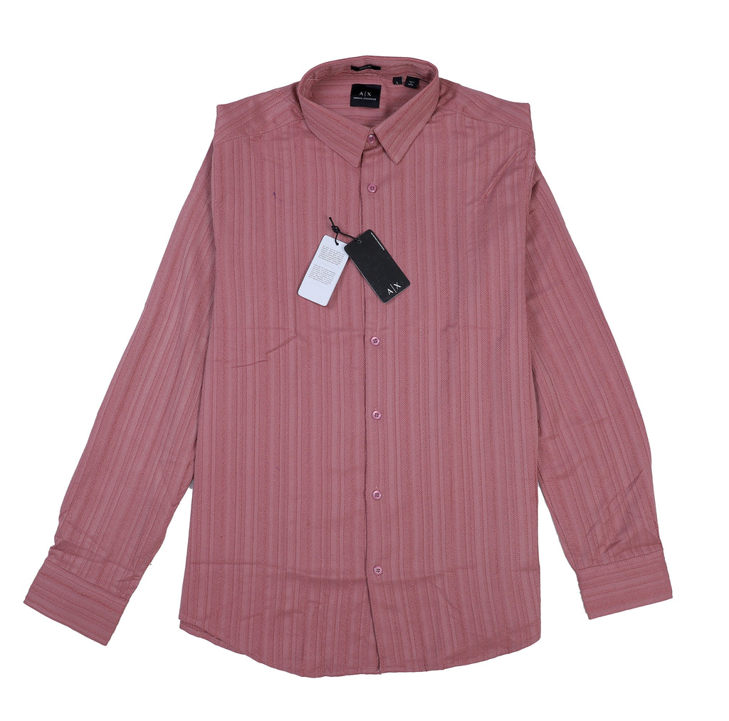 AIX Striped Long Sleeve Button-Up Shirt in Dusty Rose