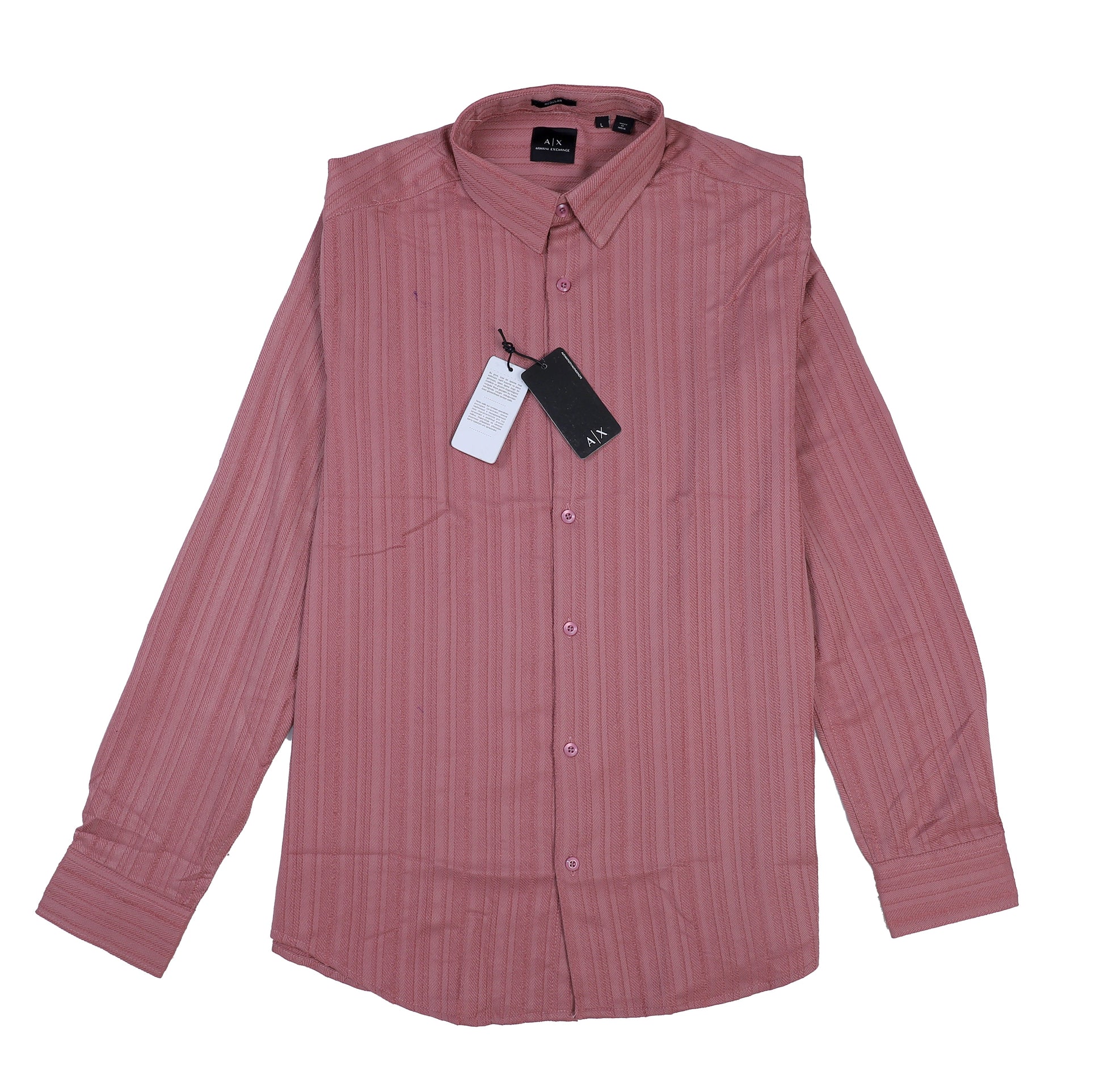 AIX Striped Long Sleeve Button-Up Shirt in Dusty Rose