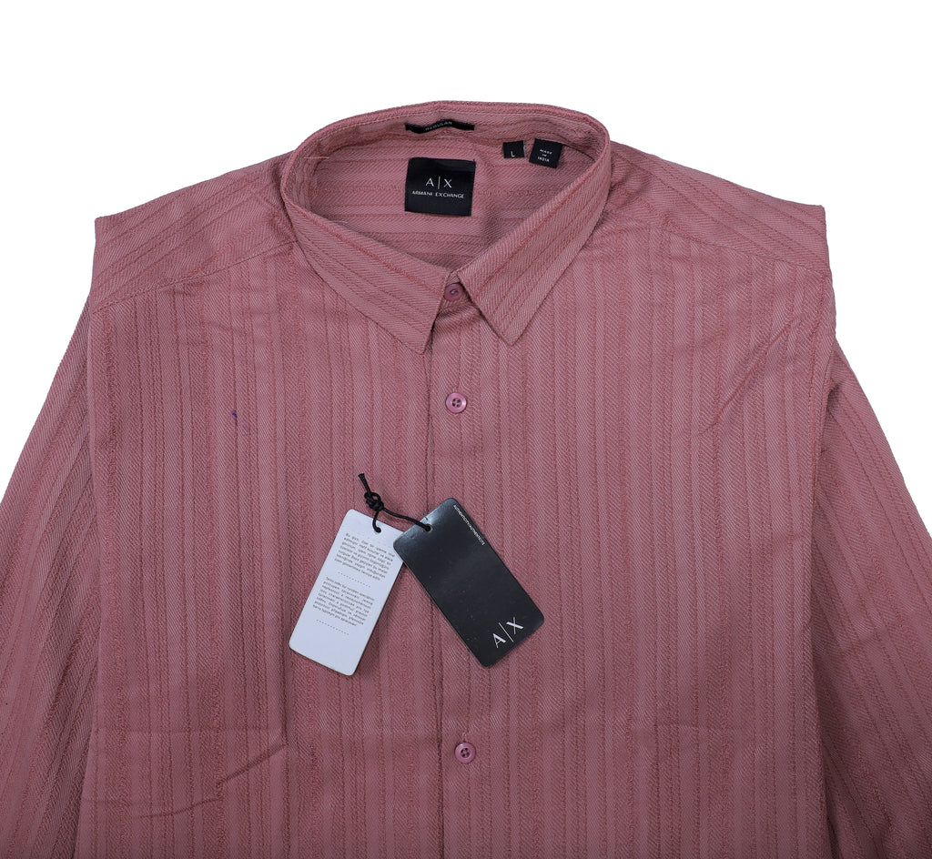 AIX Striped Long Sleeve Button-Up Shirt in Dusty Rose