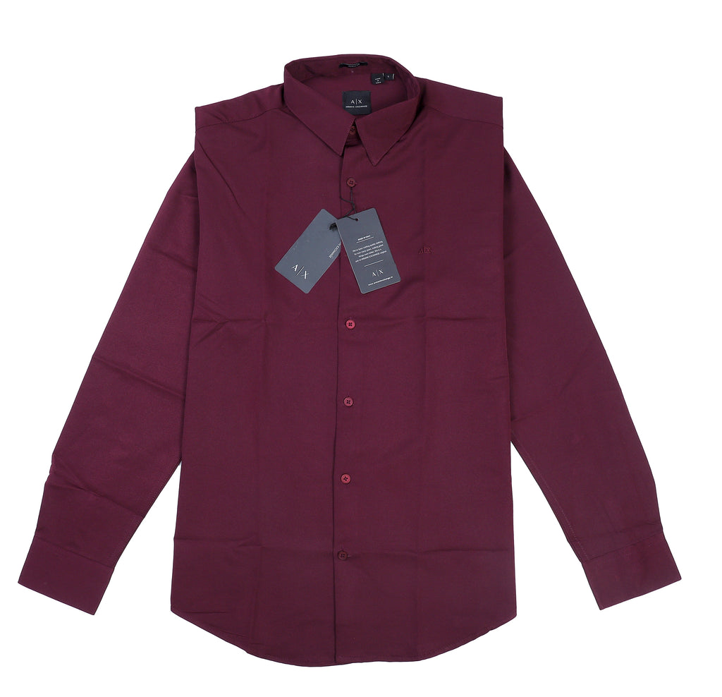 A|X Classic Fit Burgundy Button-Up Shirt