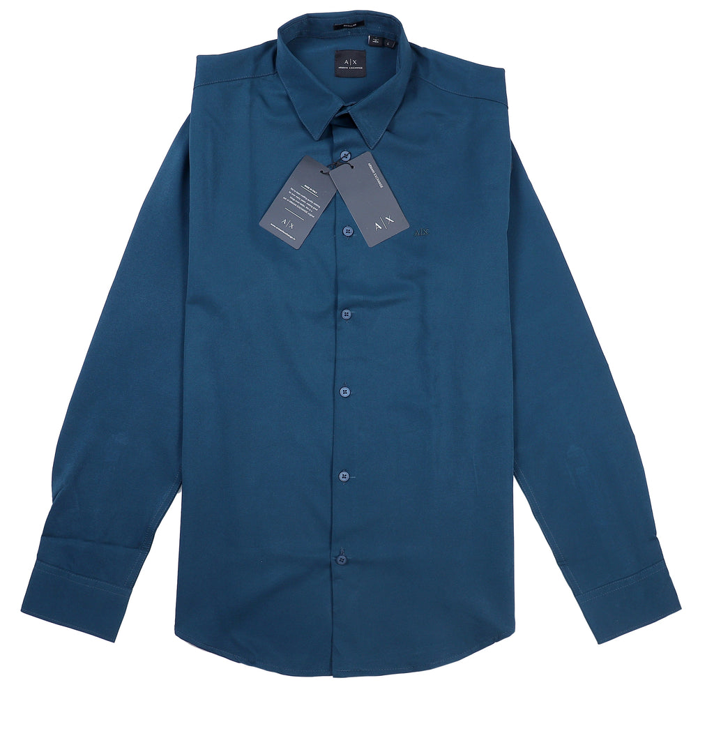 A|X Classic Fit Long Sleeve Shirt in Deep Teal