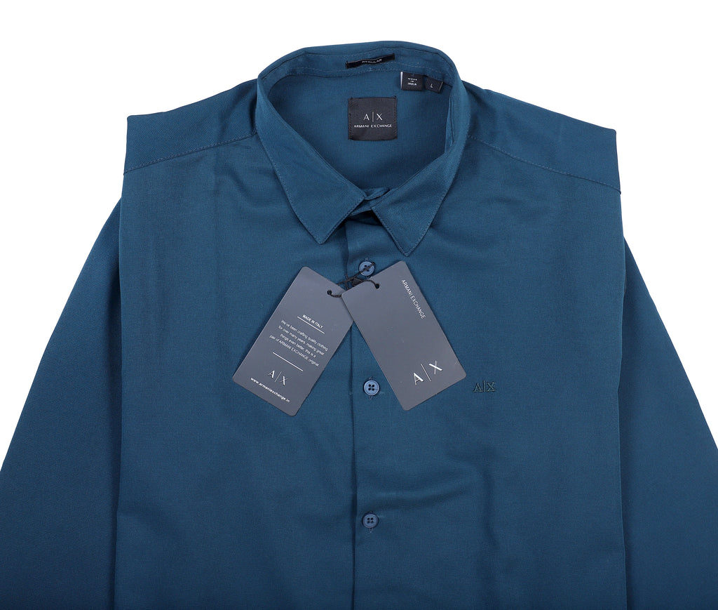 A|X Classic Fit Long Sleeve Shirt in Deep Teal