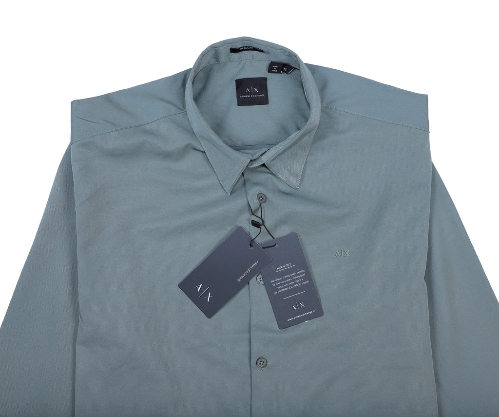 A|X Classic Fit Long Sleeve Button-Up Shirt in Dusty Blue