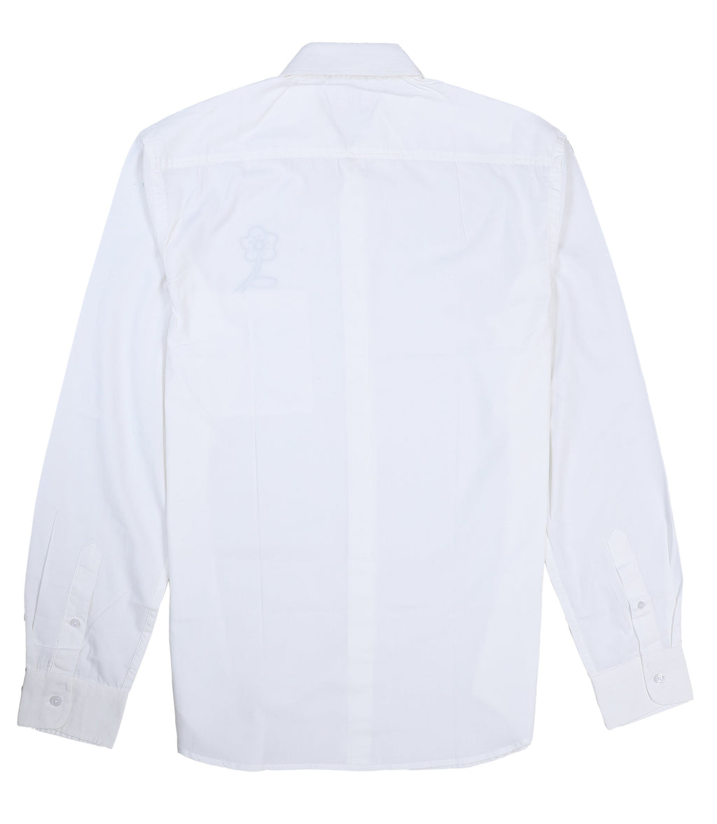 KENZO White Flower Embroidered Button-Up Shirt