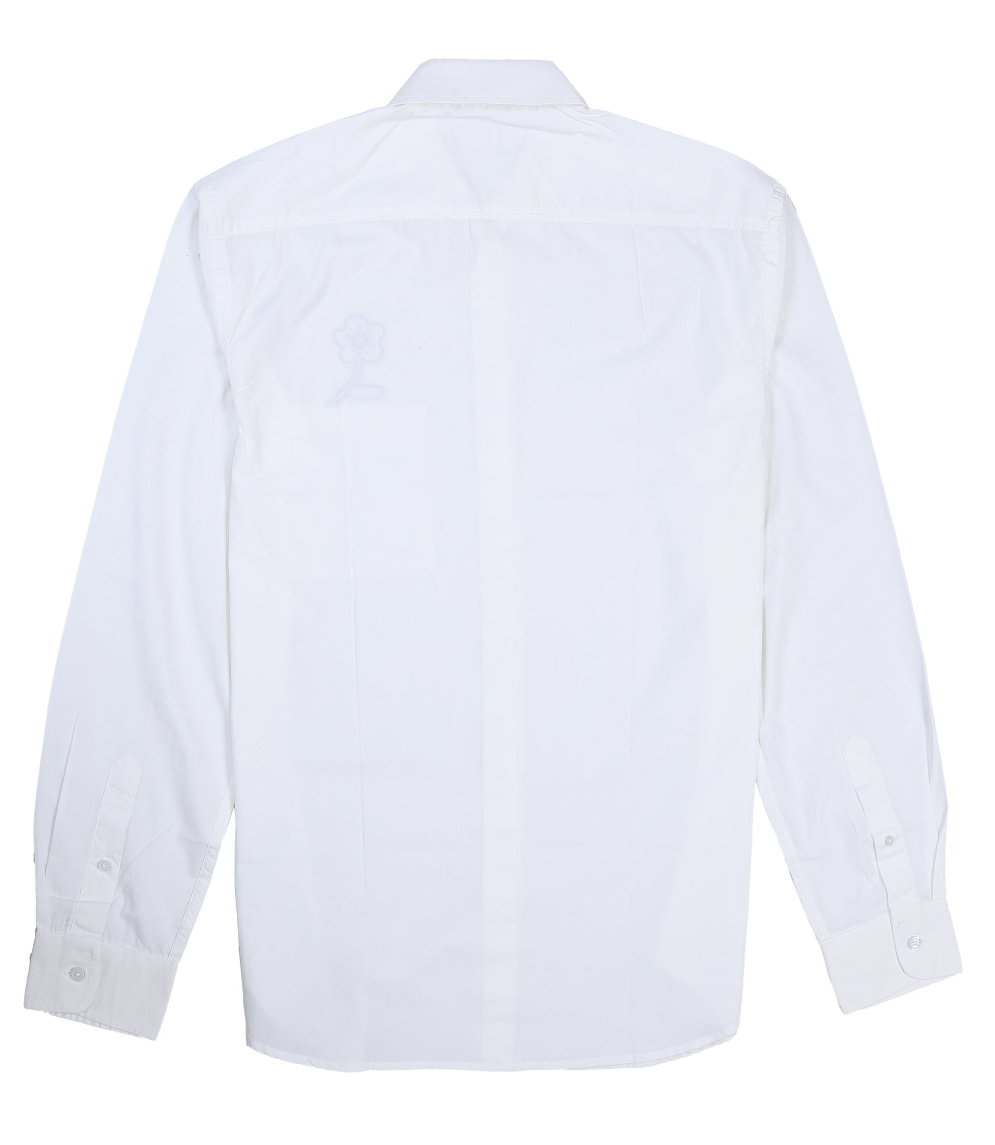 KENZO White Flower Embroidered Button-Up Shirt