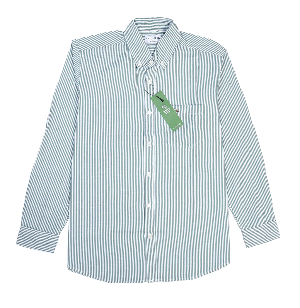 LACOSTE Classic Striped Button-Up Shirt