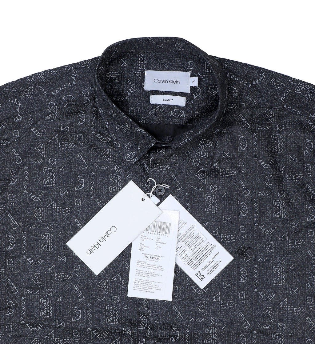 CALVIN KLEIN Midnight Ember Tailored Fit Long Sleeve Graphic Shirt
