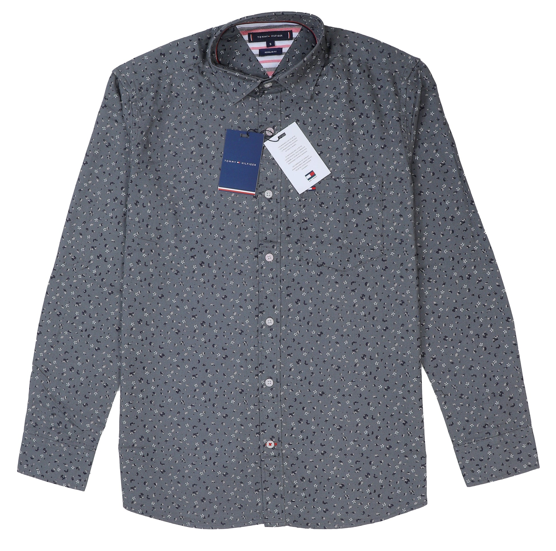 TOMMY HILFIGER Stormy Slate Tailored Fit Long Sleeve Button-Up Shirt