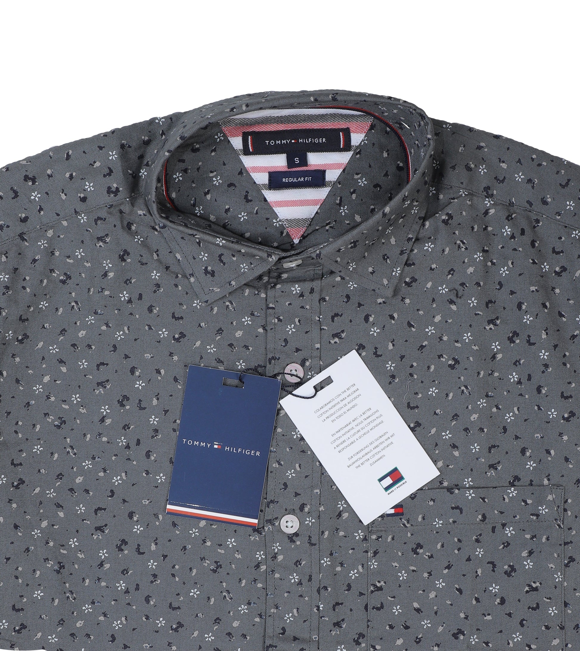 TOMMY HILFIGER Stormy Slate Tailored Fit Long Sleeve Button-Up Shirt