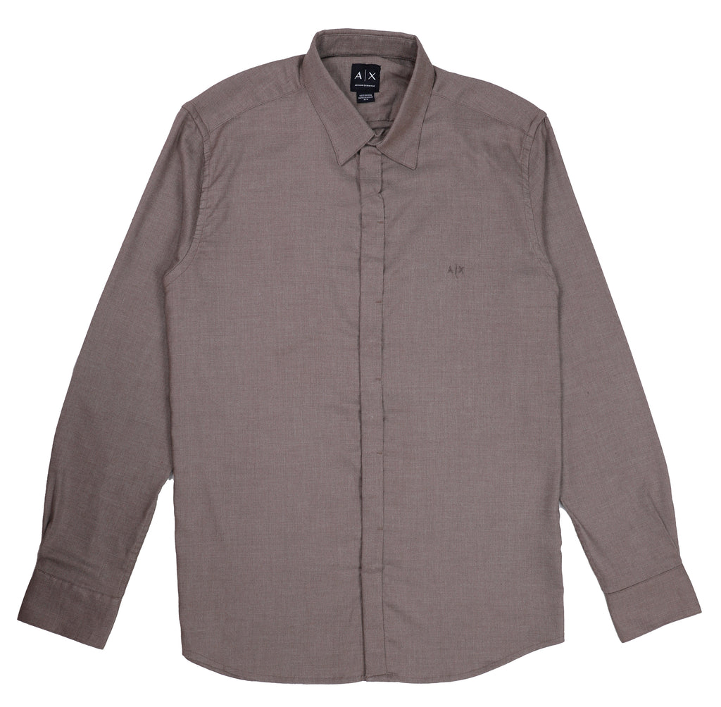 A|X Ember Mist Rust Slim Fit Long Sleeve Textured Button-Up Shirt