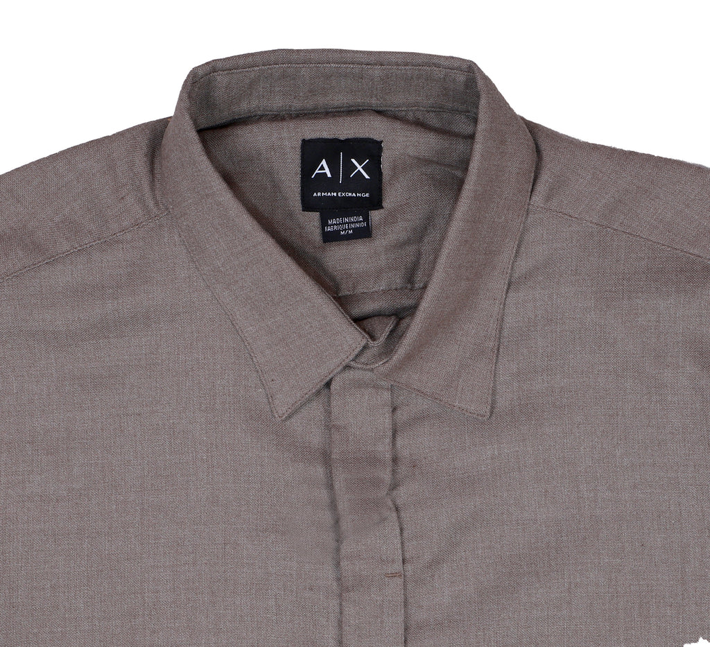 A|X Ember Mist Rust Slim Fit Long Sleeve Textured Button-Up Shirt