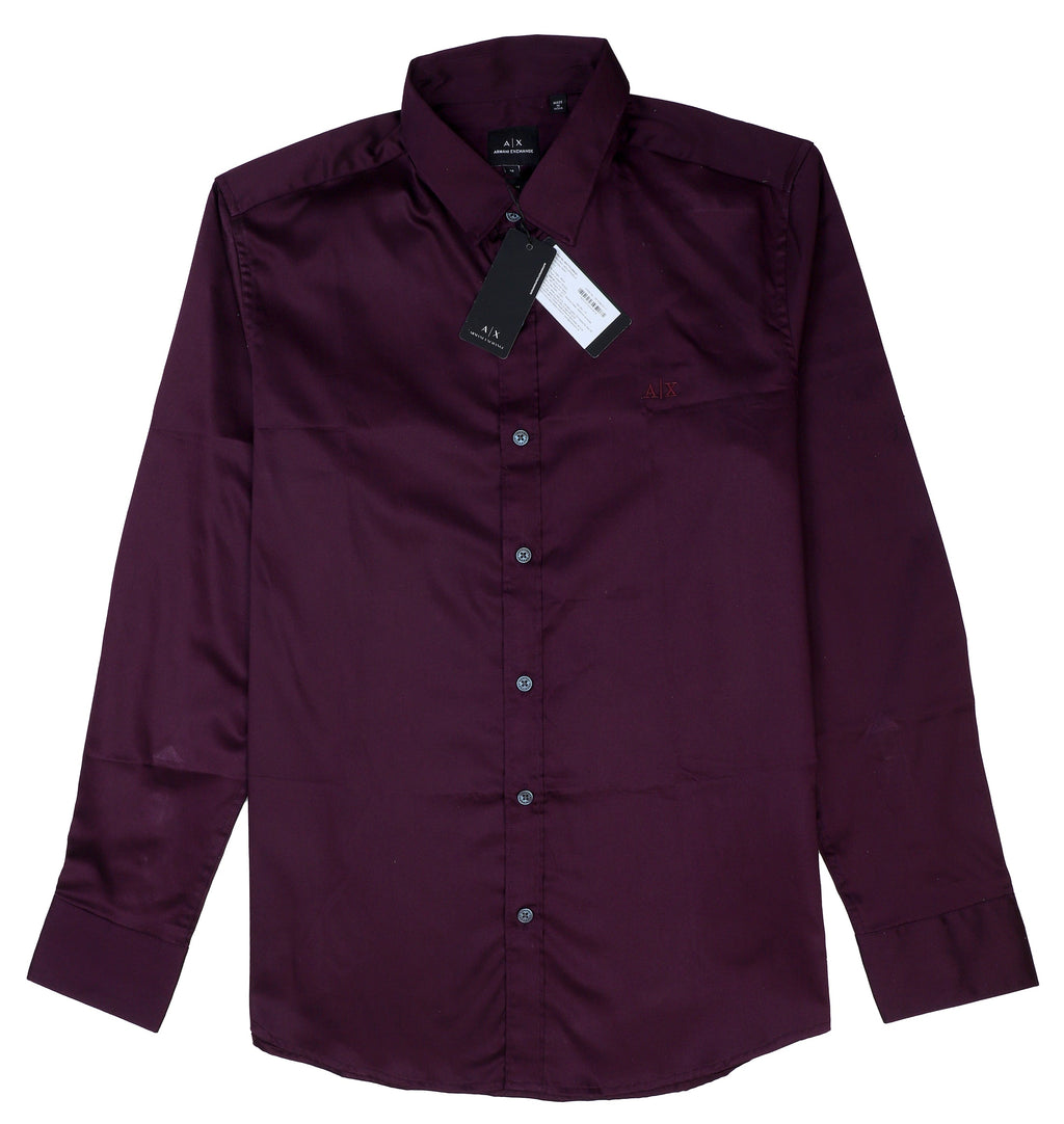 Armani Exchange Luxurious Plum Button-Up Shirt