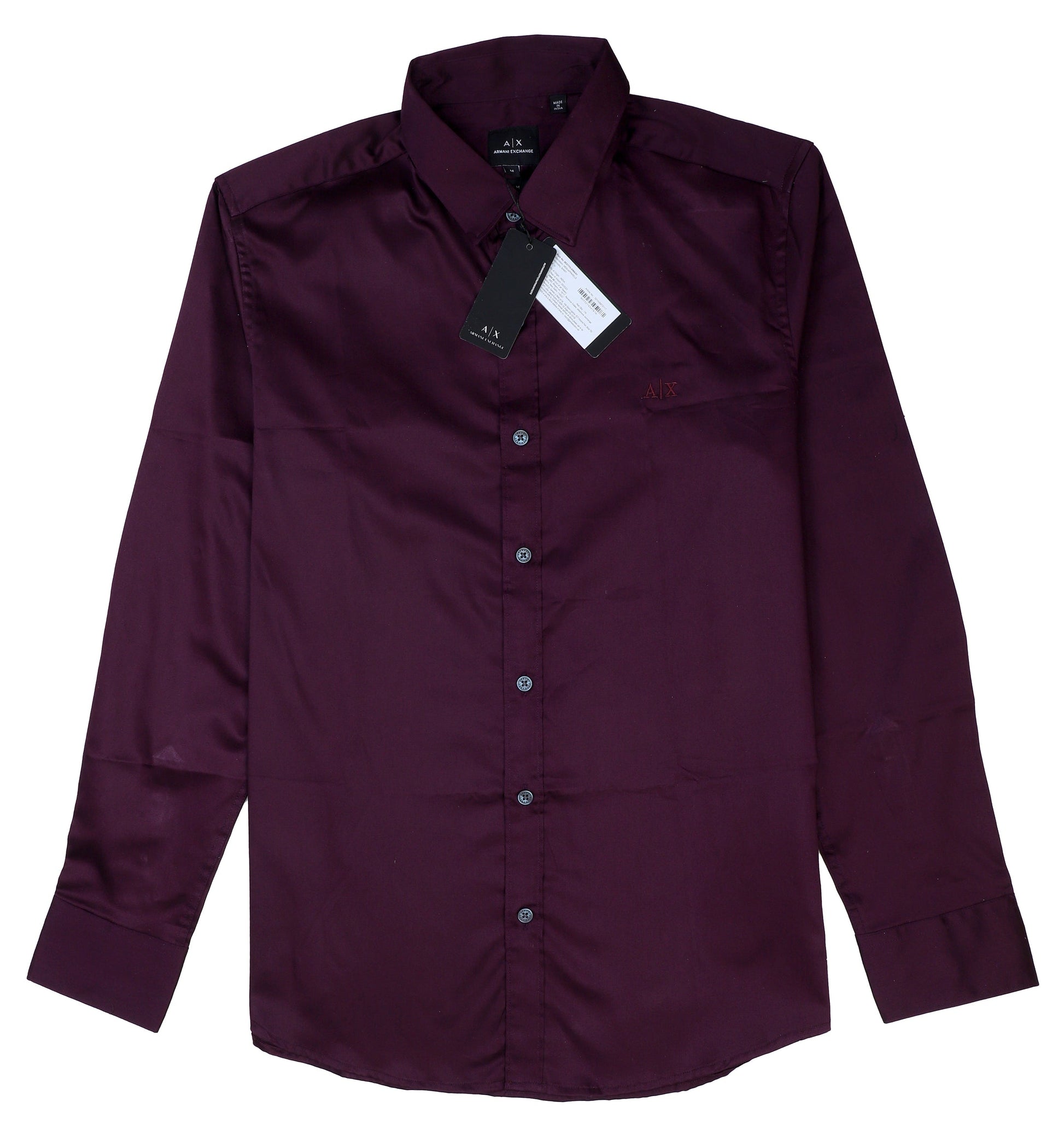 Armani Exchange Luxurious Plum Button-Up Shirt