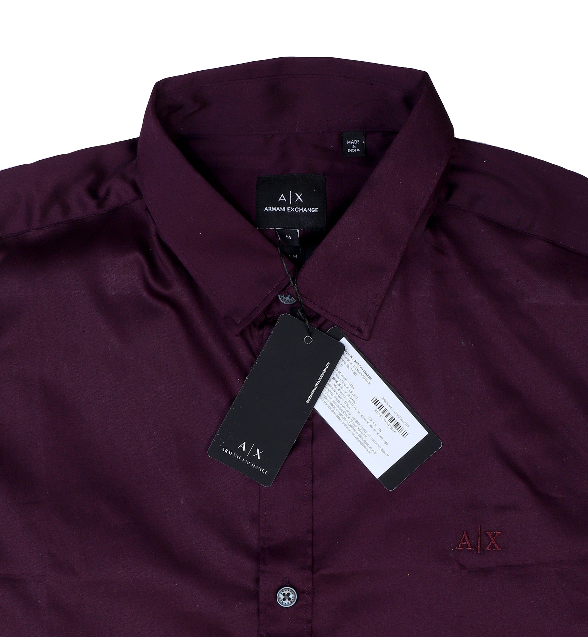 Armani Exchange Luxurious Plum Button-Up Shirt