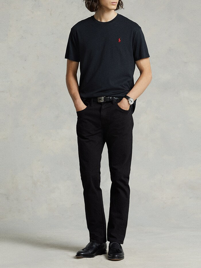 Polo Ralph Lauren Classic Black Tee with Vibrant Crimson Logo