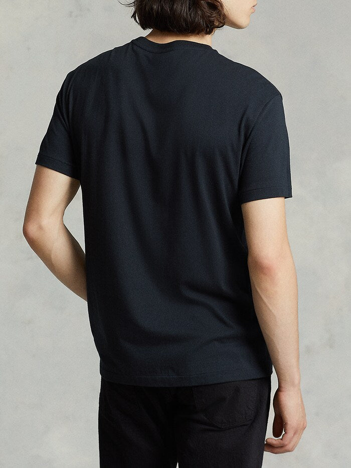 Polo Ralph Lauren Classic Black Tee with Vibrant Crimson Logo