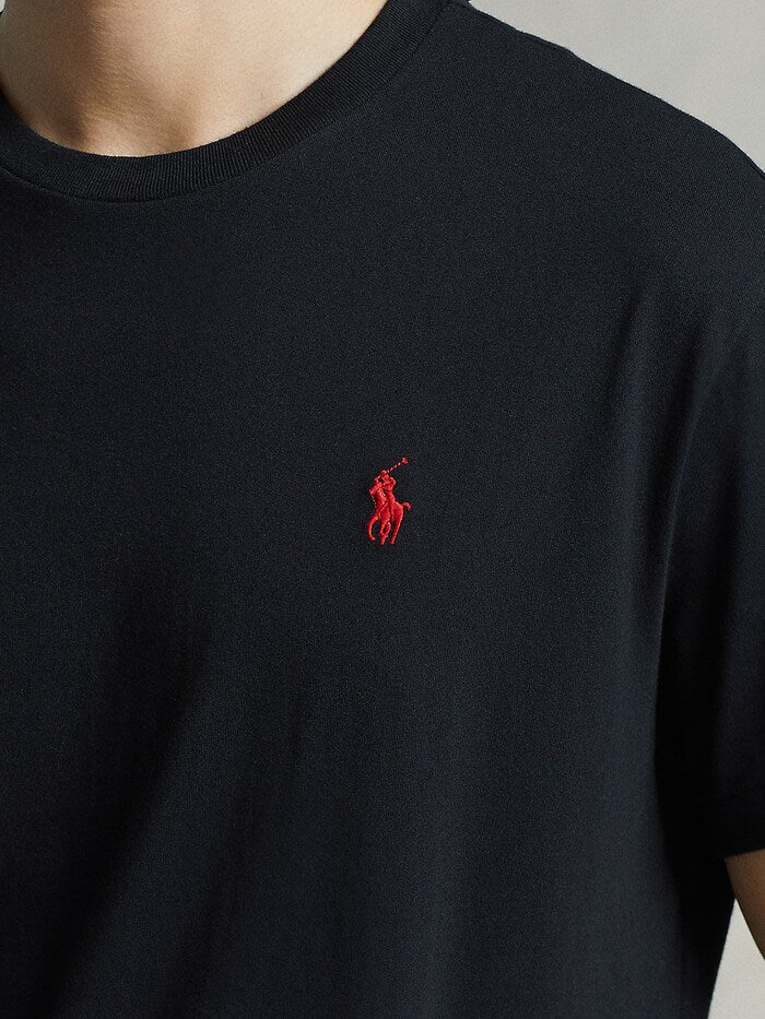 Polo Ralph Lauren Classic Black Tee with Vibrant Crimson Logo