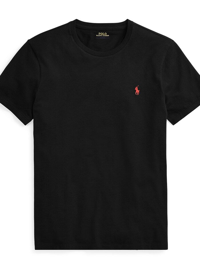Polo Ralph Lauren Classic Black Tee with Vibrant Crimson Logo