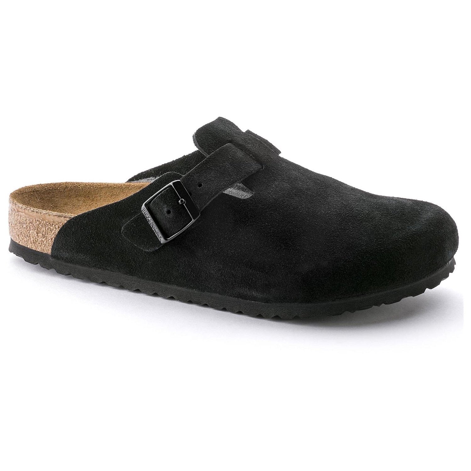 Birkenstock Soft Suede Clogs in Midnight Black