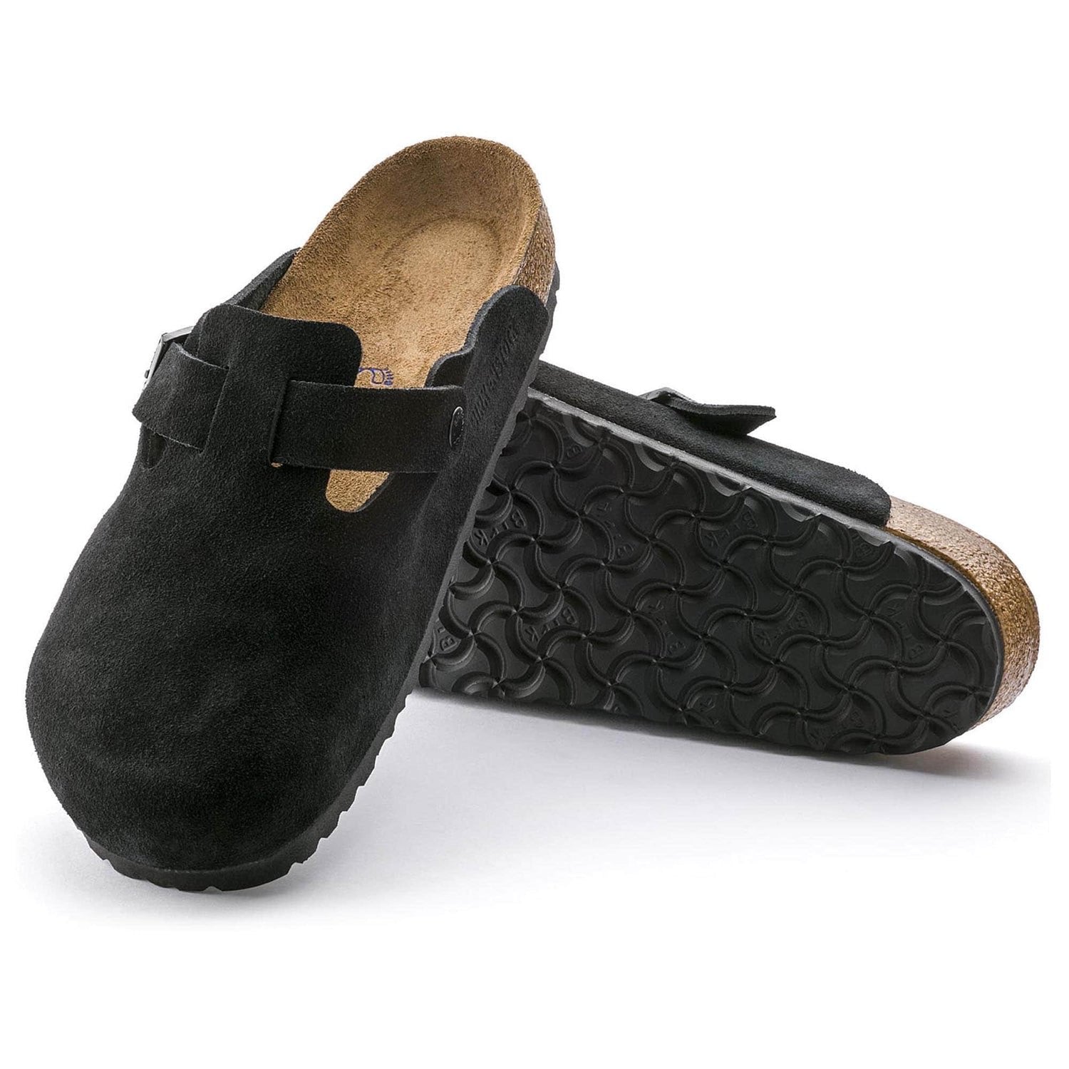 Birkenstock Soft Suede Clogs in Midnight Black