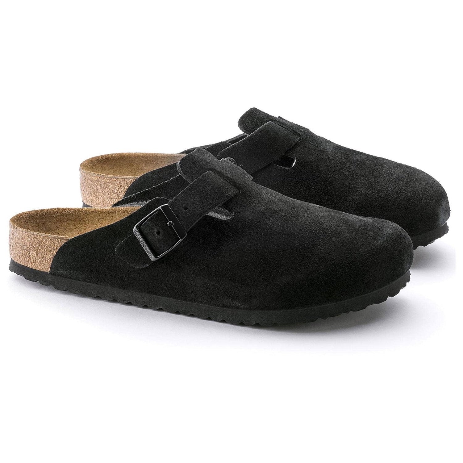 Birkenstock Soft Suede Clogs in Midnight Black