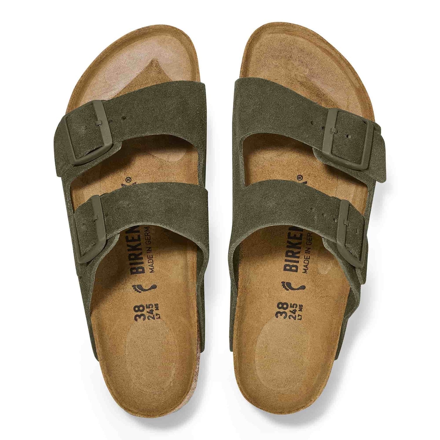 Birkenstock Suede Serenity Sandals in Olive Green