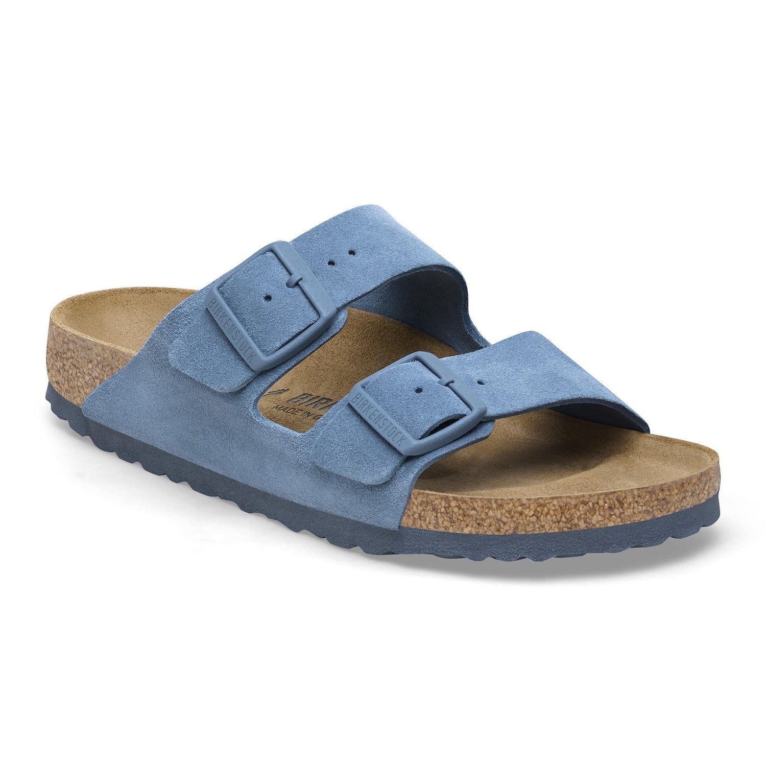 Birkenstock Suede Serenity Slide Sandals in Tranquil Sky