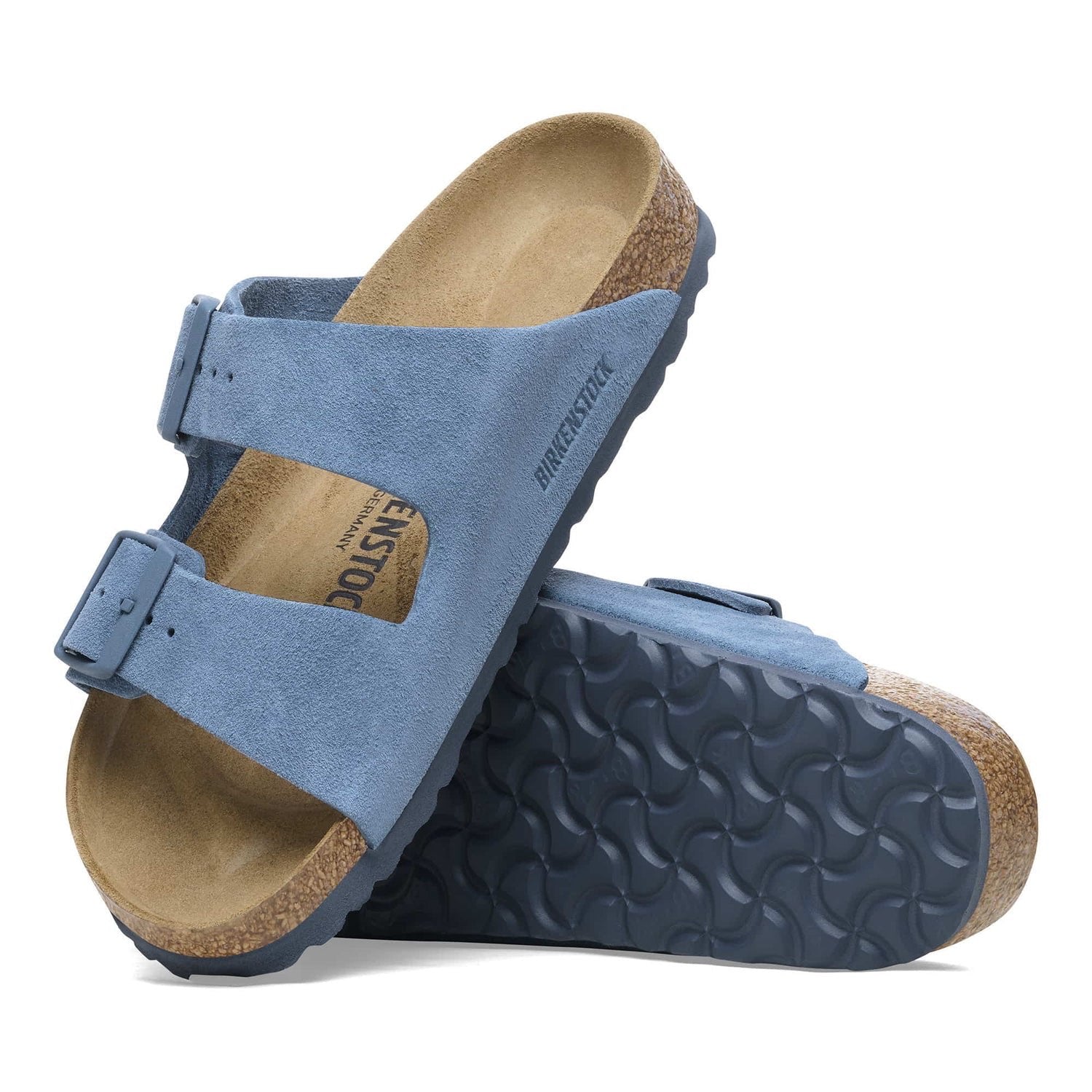 Birkenstock Suede Serenity Slide Sandals in Tranquil Sky