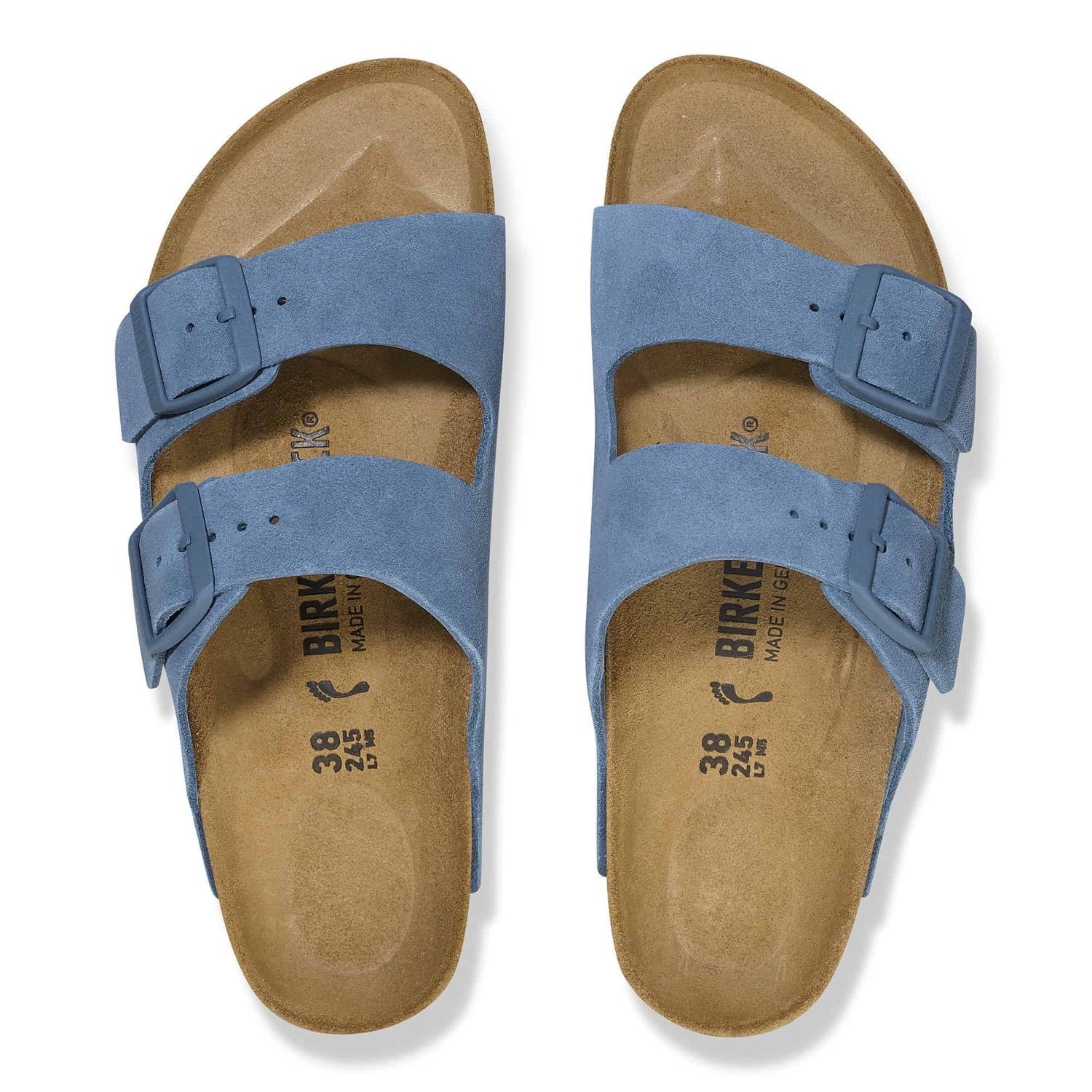 Birkenstock Suede Serenity Slide Sandals in Tranquil Sky
