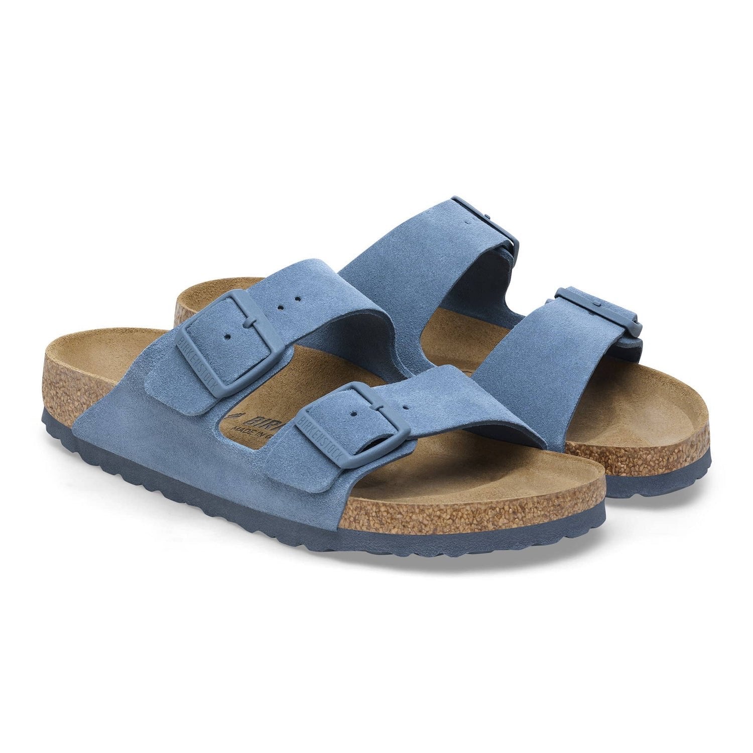 Birkenstock Suede Serenity Slide Sandals in Tranquil Sky