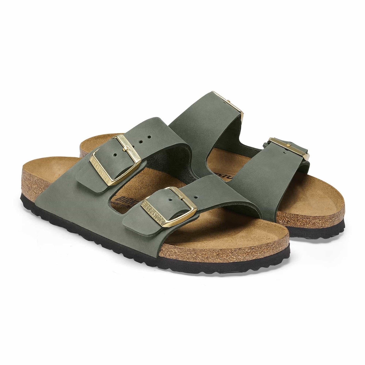 Birkenstock Elegant Olive Green Buckled Sandals