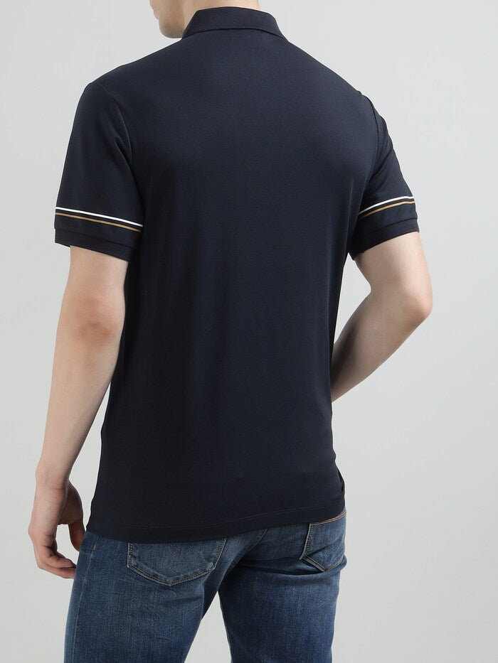 HACKETT Sporty Elegance Cotton Blend Polo in Midnight Blue