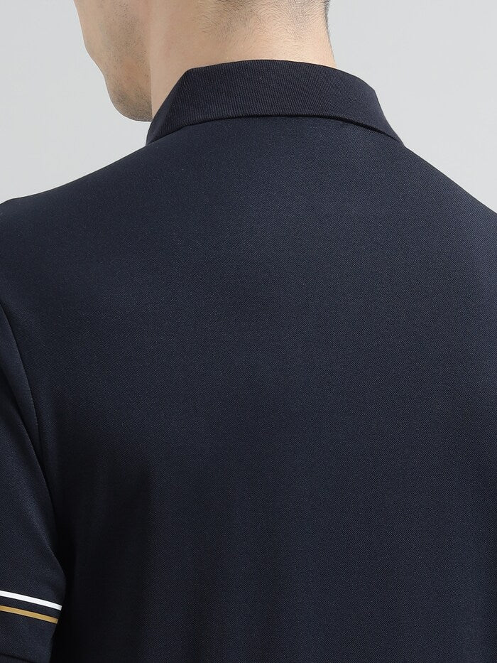 HACKETT Sporty Elegance Cotton Blend Polo in Midnight Blue