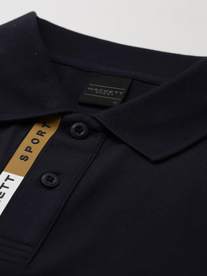 HACKETT Sporty Elegance Cotton Blend Polo in Midnight Blue