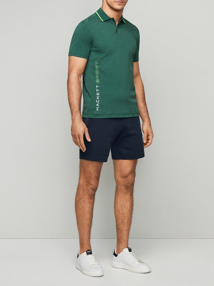 HACKETT Sporty Emerald Green Polo with Vibrant Lime Accents