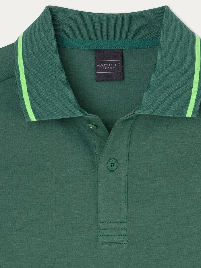 HACKETT Sporty Emerald Green Polo with Vibrant Lime Accents