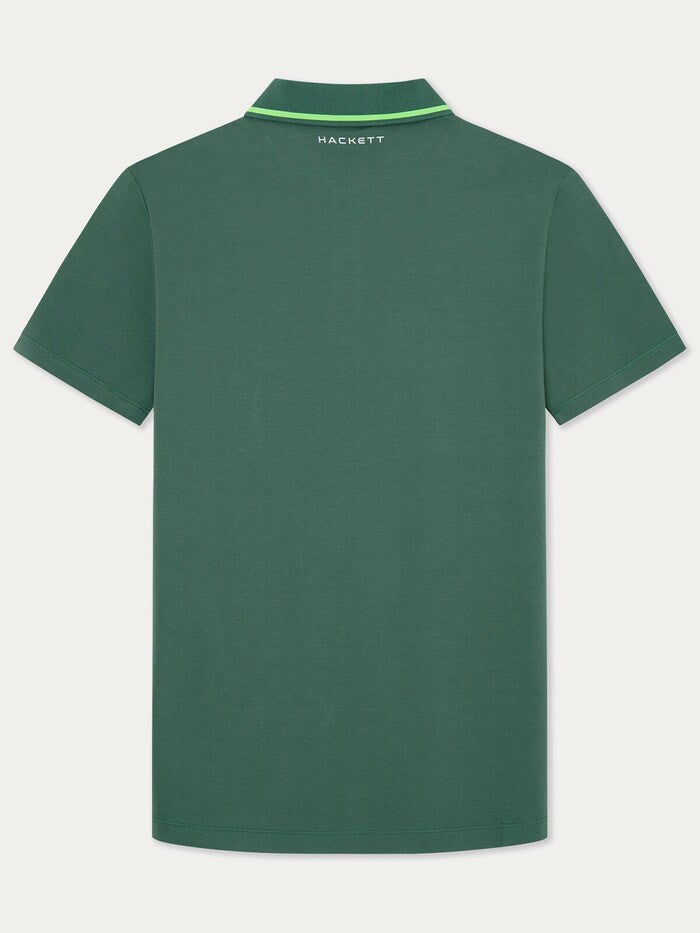 HACKETT Sporty Emerald Green Polo with Vibrant Lime Accents