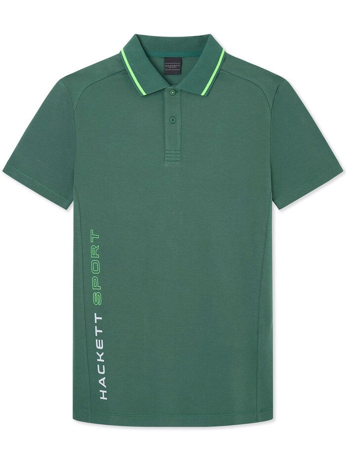HACKETT Sporty Emerald Green Polo with Vibrant Lime Accents