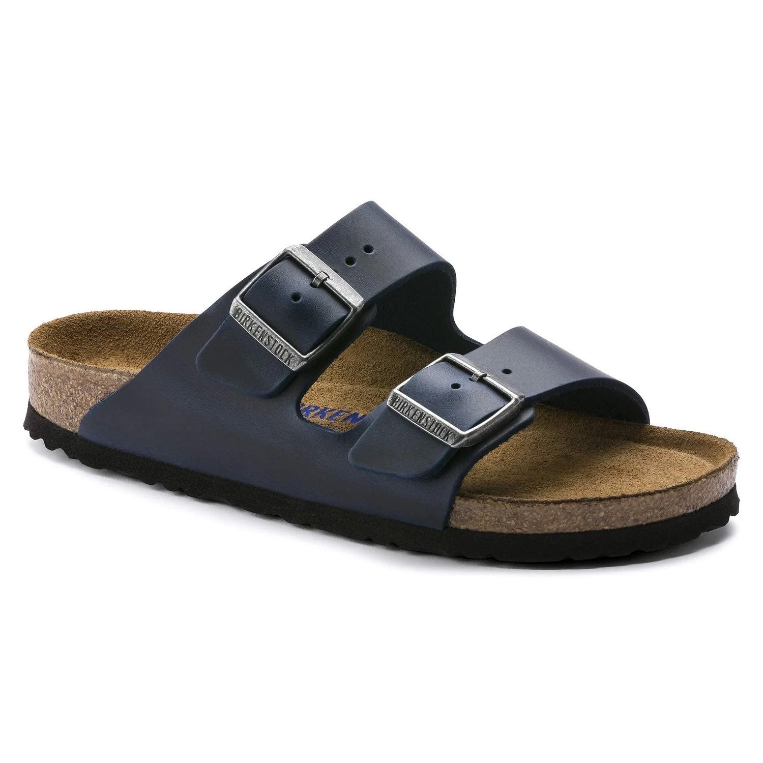 Birkenstock Classic Midnight Navy Leather Sandals with Double Buckles